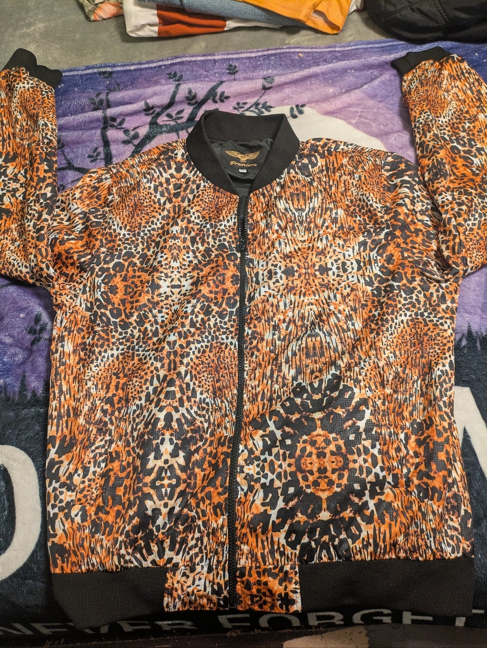 Premiere XL Leopard Print Bomber Jacket – Orange/Black Statement Piece – Read